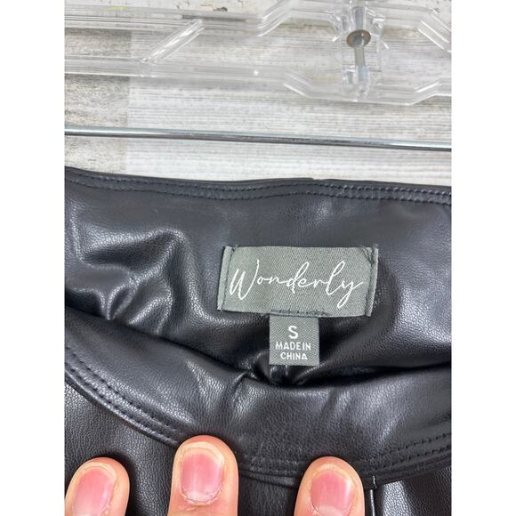 Wonderfly womens small black faux leather leggings boots fall pants - Picture 3 of 4